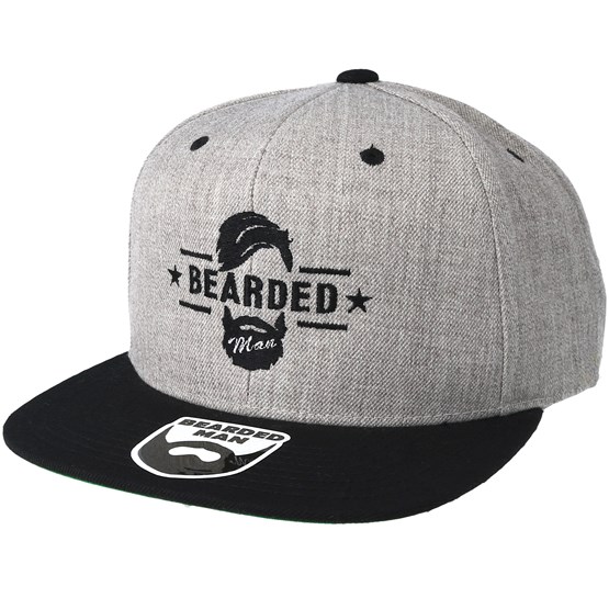 Beard Logo Grey Black Snapback Bearded Man Cap Hatstore Co In