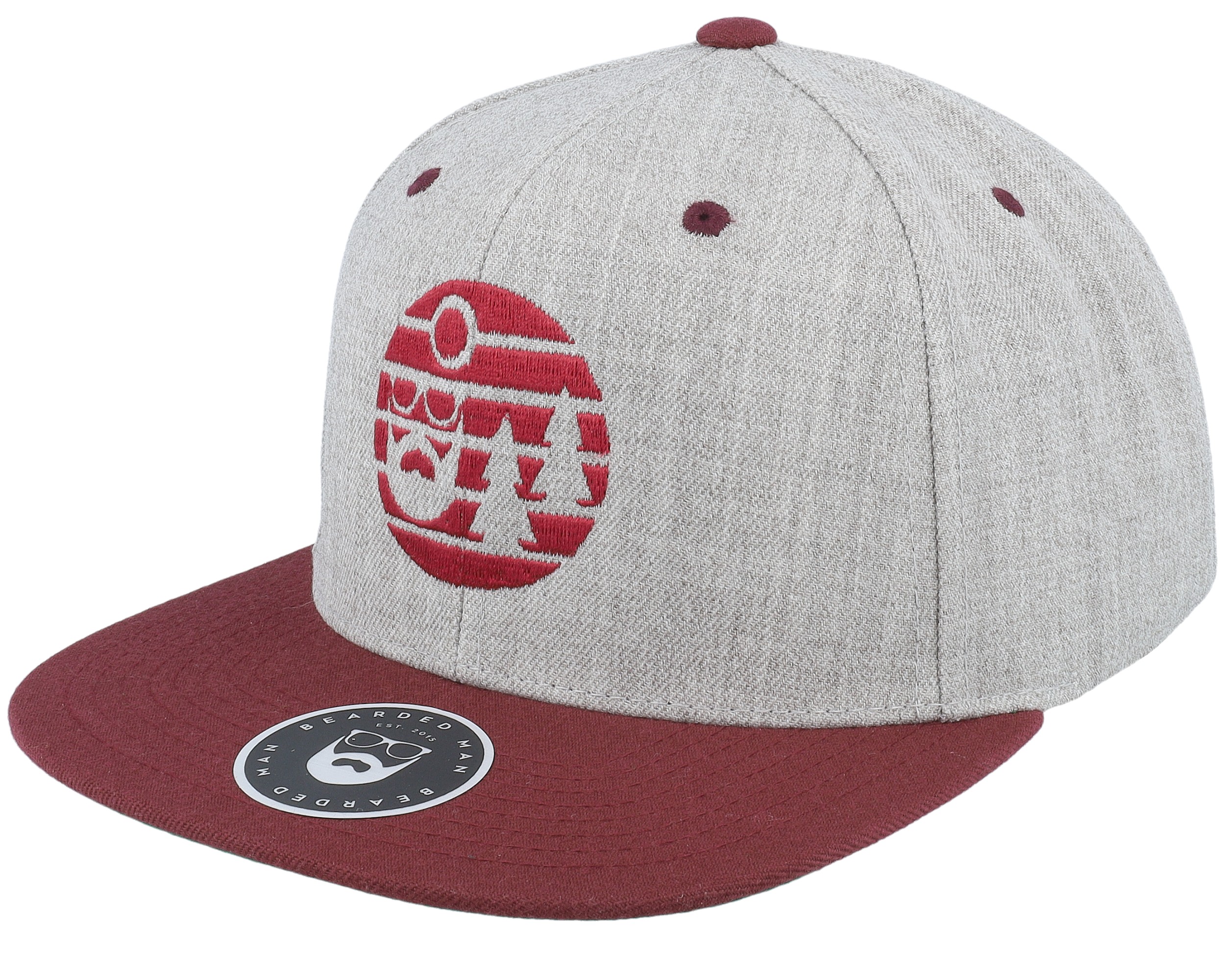 Sunset Maroon Logo Grey Maroon Snapback Bearded Man Caps 