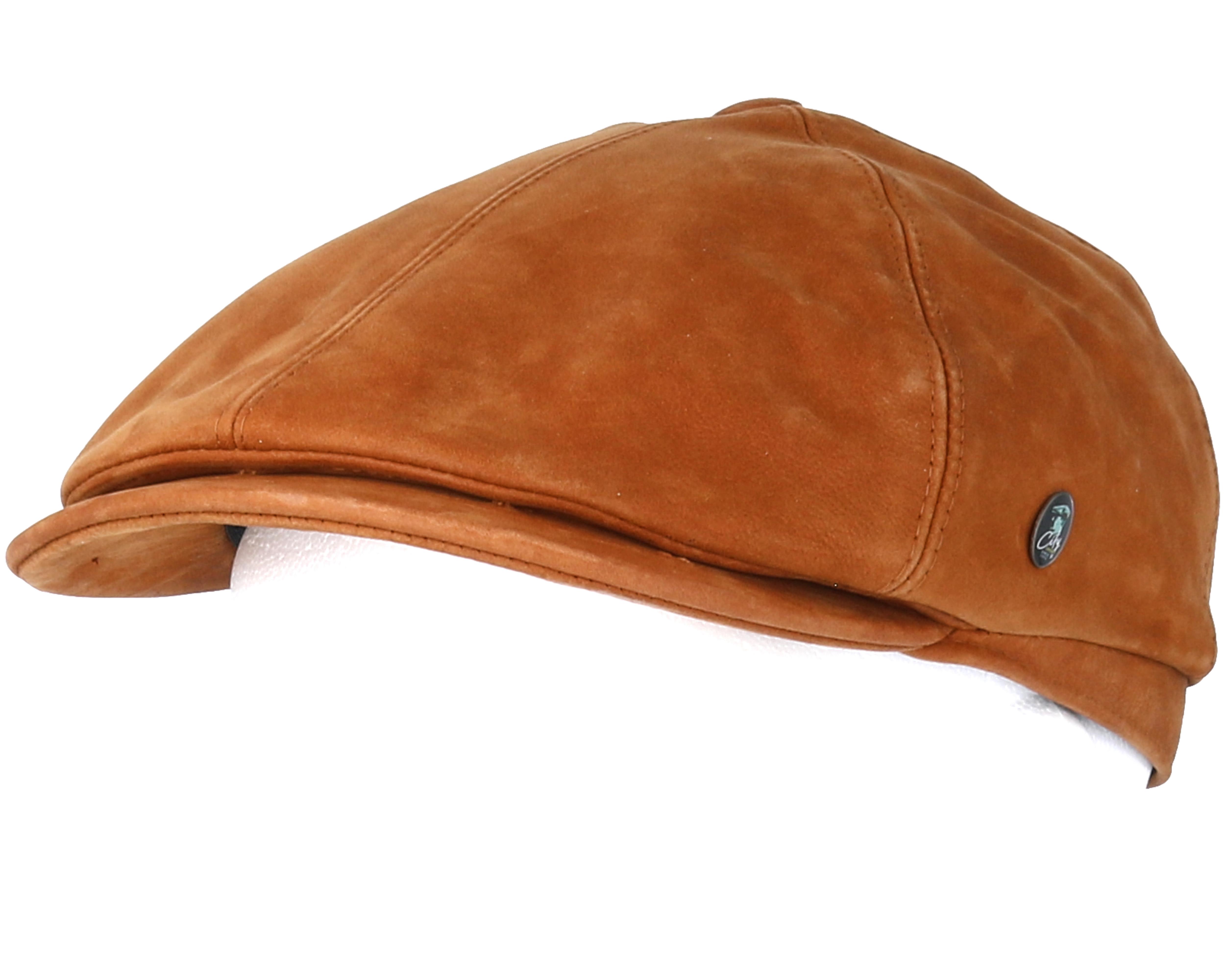 Leather Light Brown Flat Cap City Sport caps