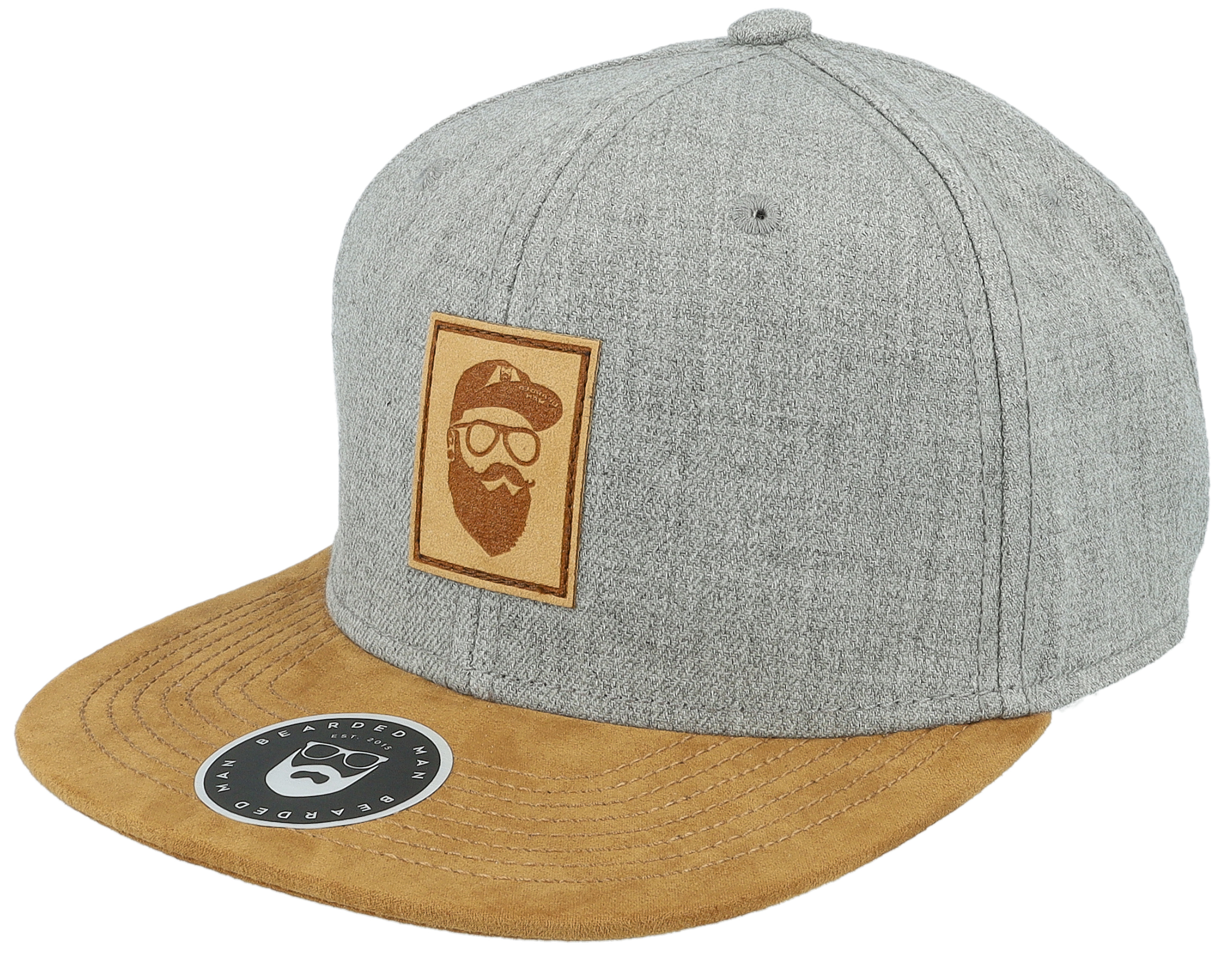 Cap Man Patch Grey/Suede Snapback Bearded Man caps