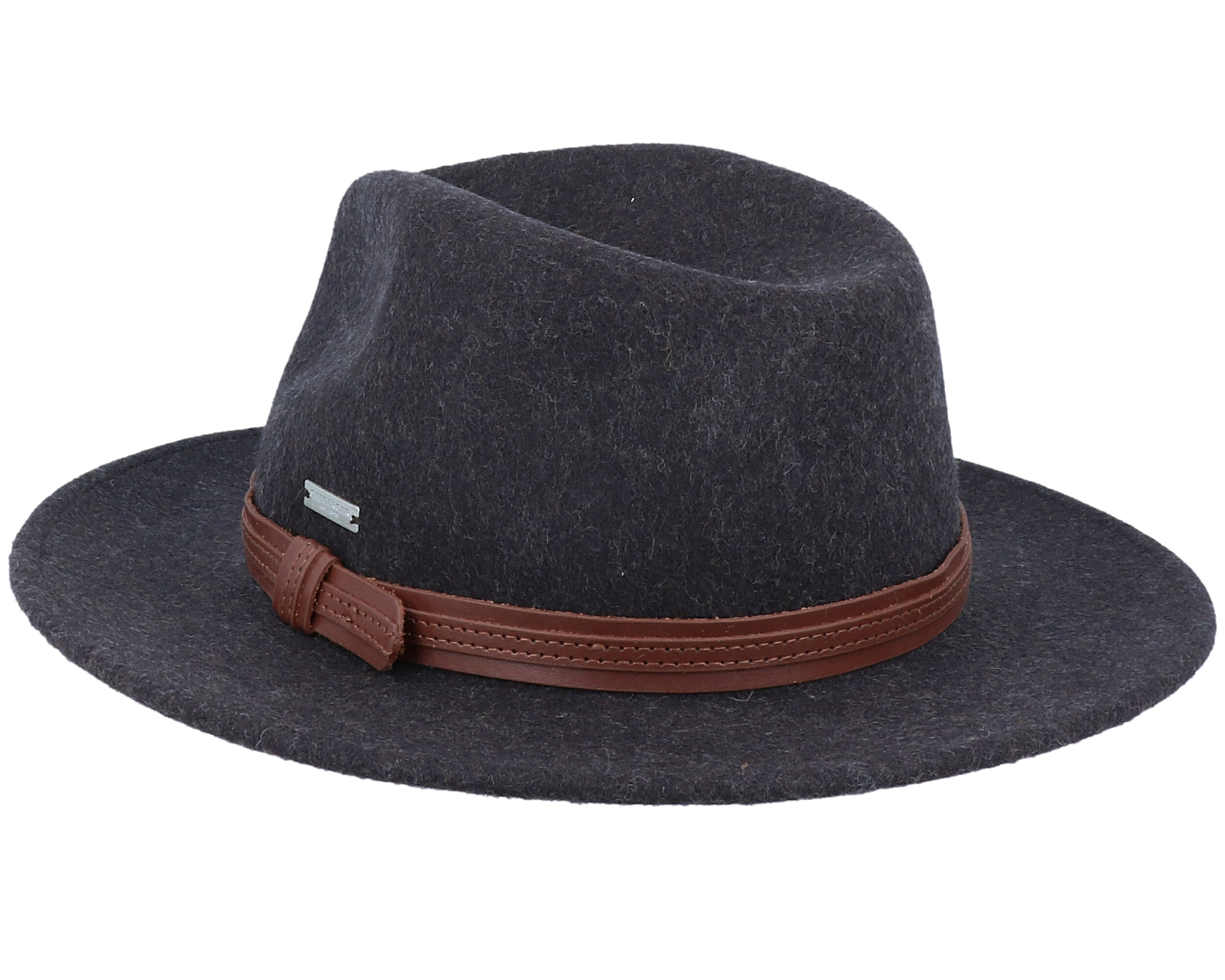 Felt Black/Leather Fedora Seeberger hats
