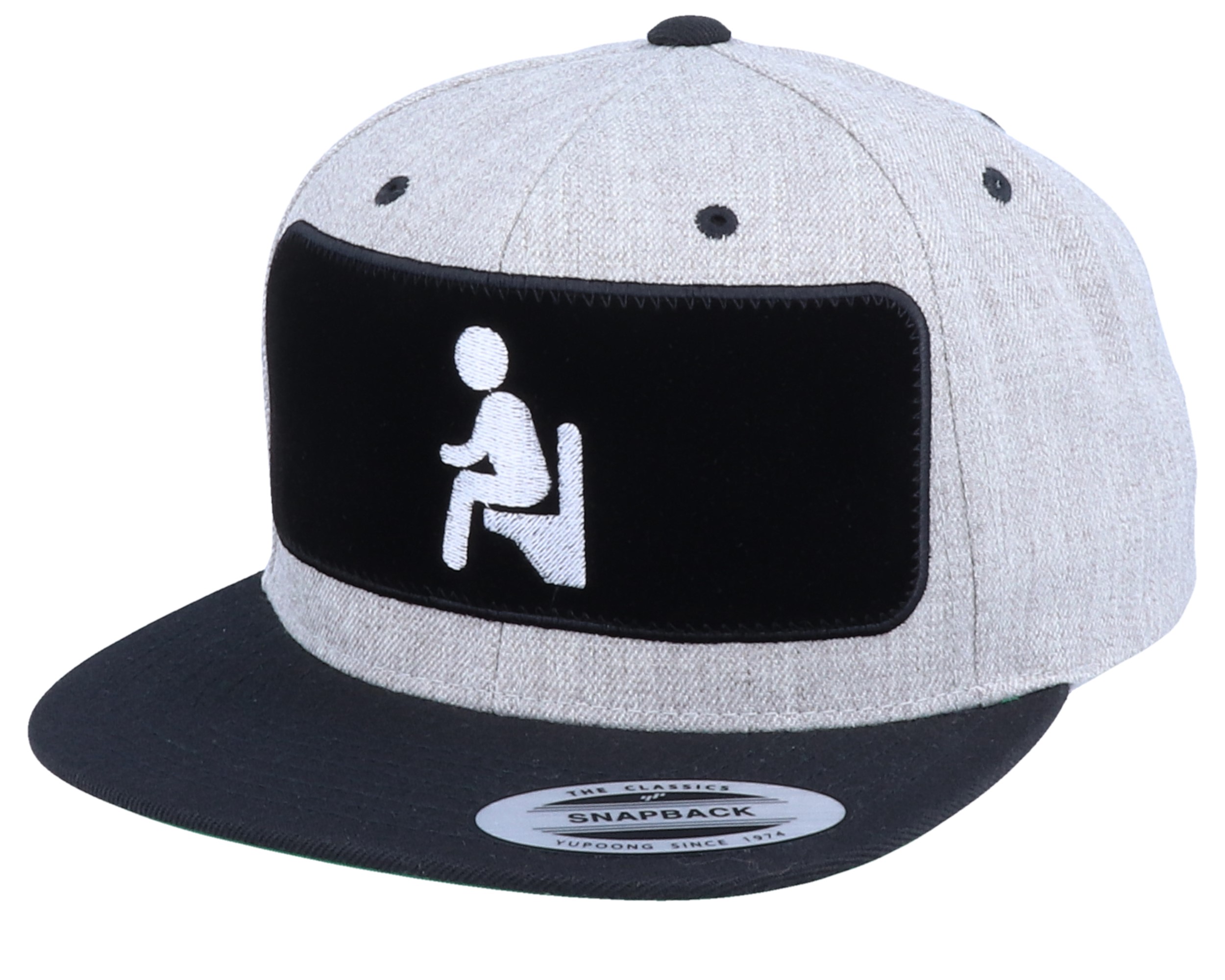 Toilet Man Velvet Patched Heather Grey Black Snapback - Iconic caps