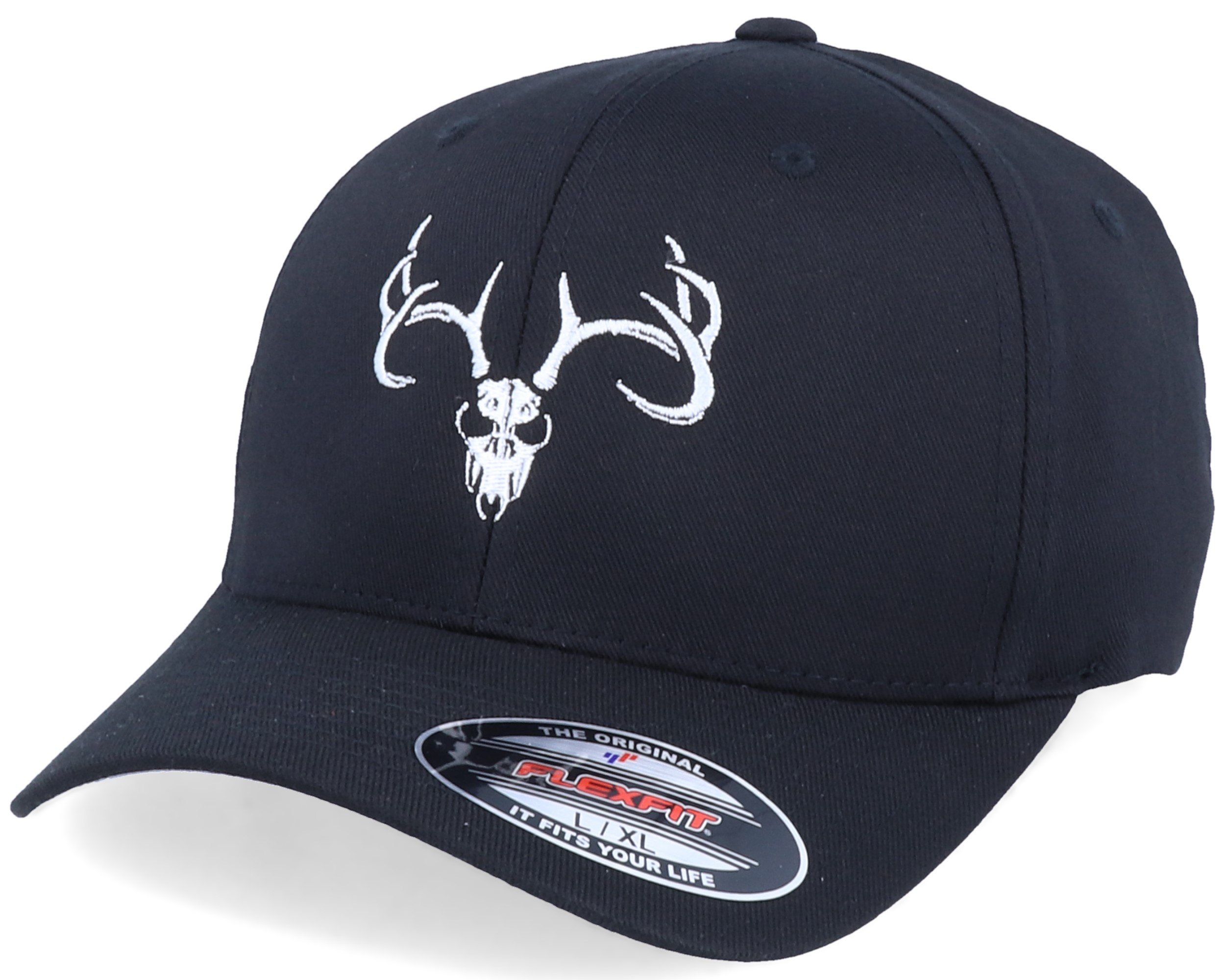 Deer Skull Black Flexfit Hunter caps