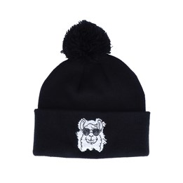 Cool Llama Black Pom Pom Beanie - Kiddo 