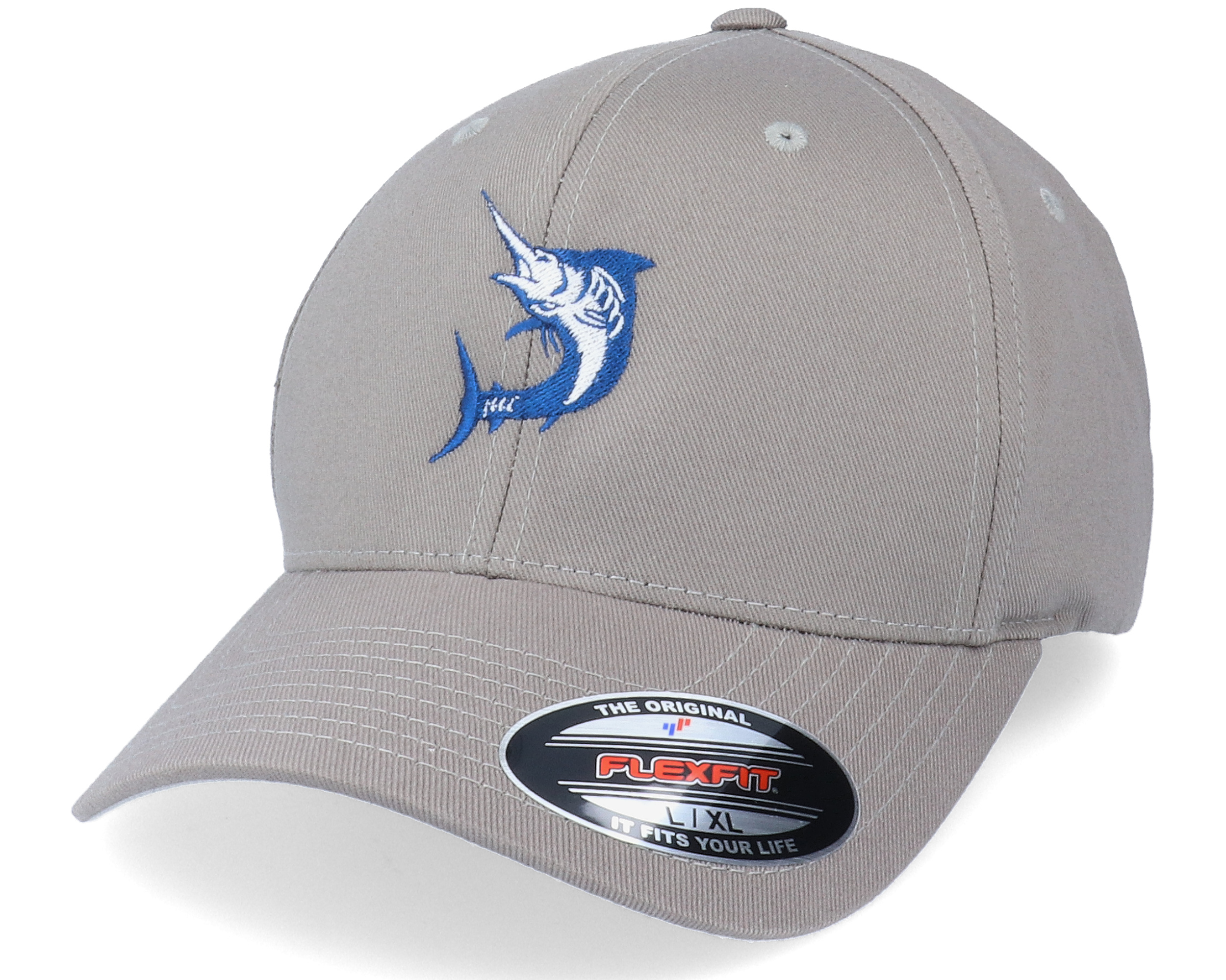 Blue Marlin Fishing Grey Flexfit 